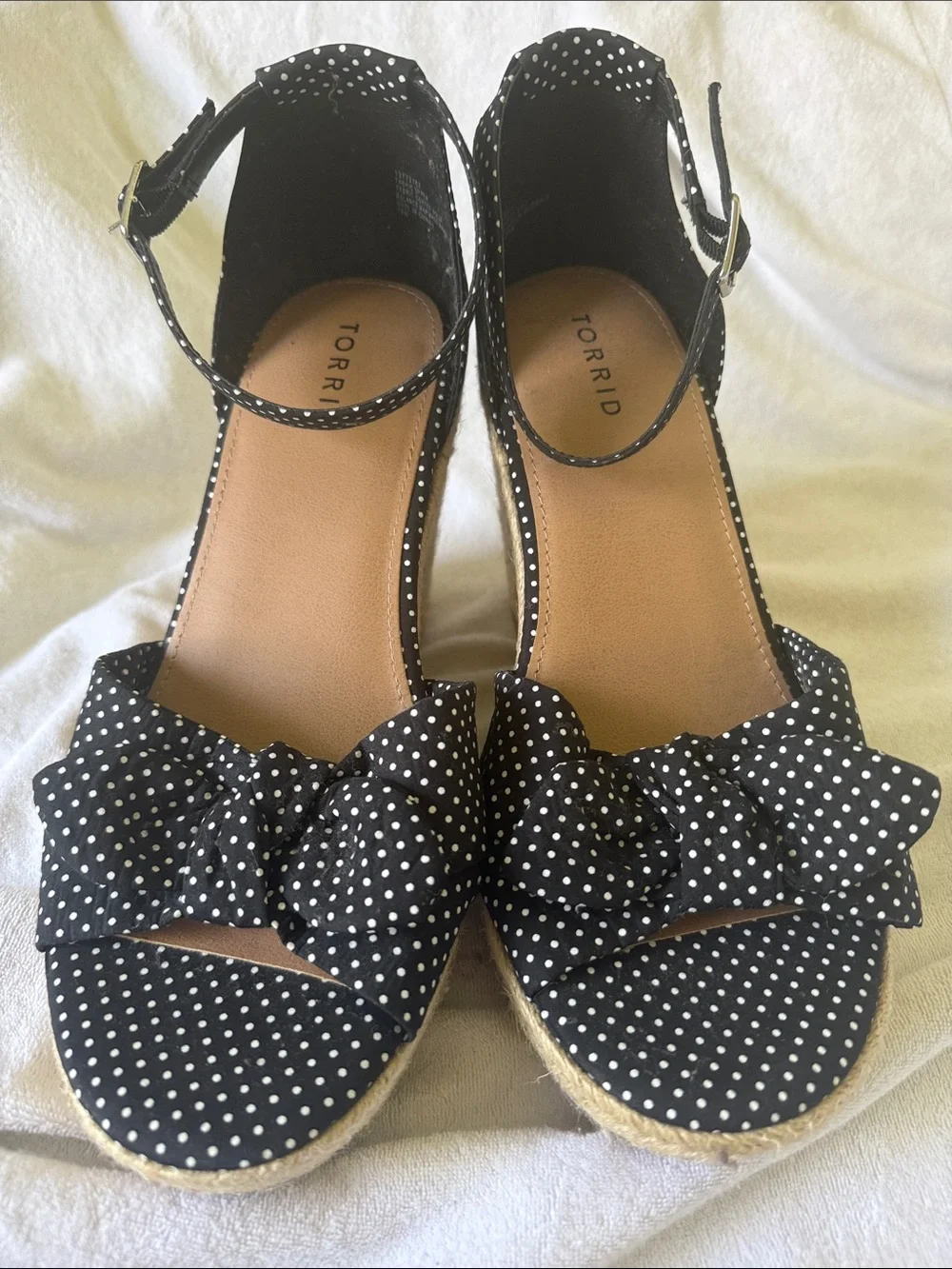 torrid Black Polka Dot Wedge Espadrille Sandals